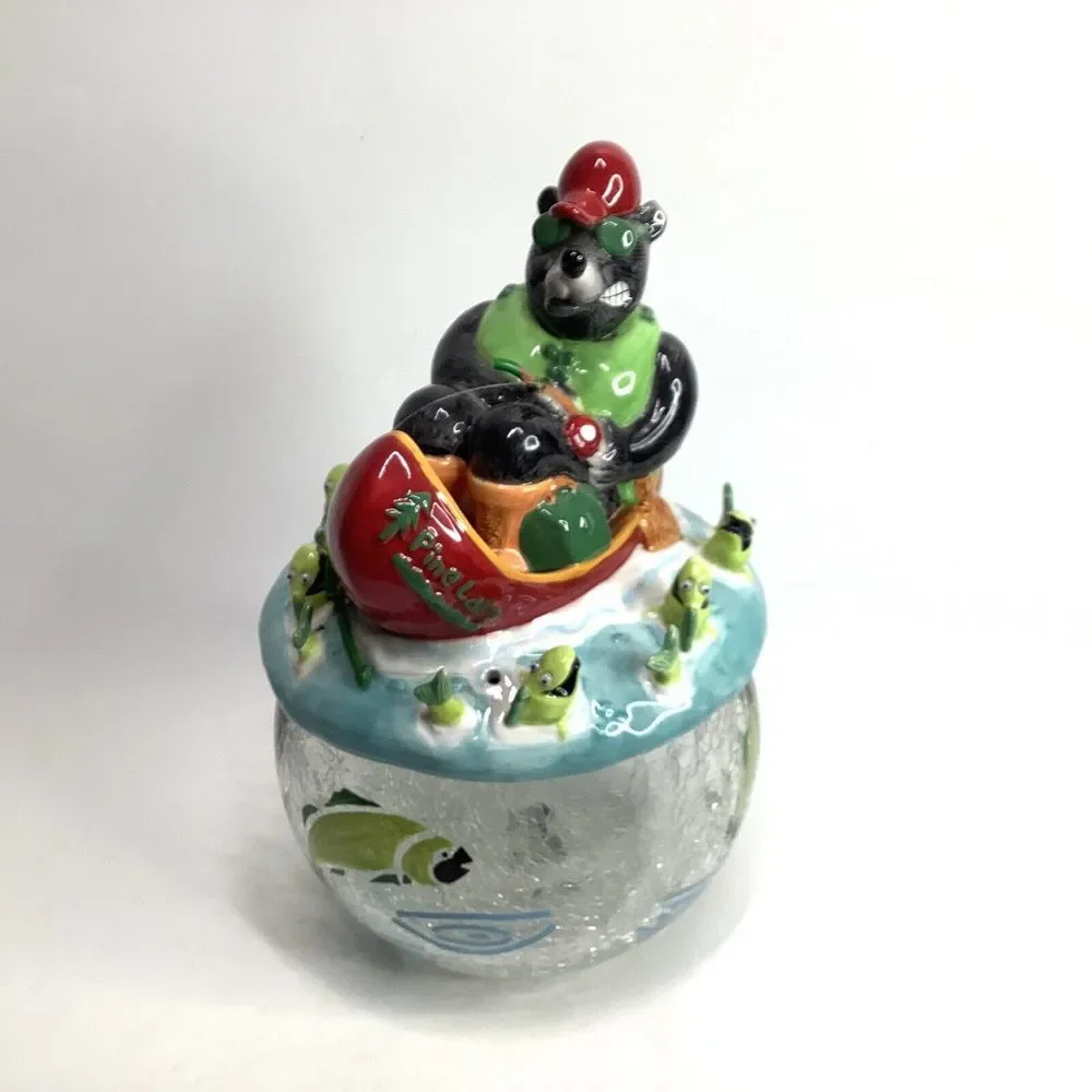 Paris &‎ Beebee Sweetz & Treatz Fisherman Cookie Jar Crackle Bowl Porcelain Vtg